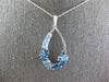 2.05CT DIAMOND & AAA BLUE TOPAZ 14K WHITE GOLD MULTI SHAPE TEAR DROP FUN PENDANT