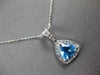 1.05CT DIAMOND & AAA BLUE TOPAZ 14K WHITE GOLD TRILLION & ROUND FLOATING PENDANT