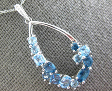 2.05CT DIAMOND & AAA BLUE TOPAZ 14K WHITE GOLD MULTI SHAPE TEAR DROP FUN PENDANT