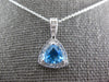 1.05CT DIAMOND & AAA BLUE TOPAZ 14K WHITE GOLD TRILLION & ROUND FLOATING PENDANT