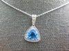 1.05CT DIAMOND & AAA BLUE TOPAZ 14K WHITE GOLD TRILLION & ROUND FLOATING PENDANT