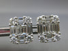 LARGE 2.25CT DIAMOND 18KT WHITE GOLD 3D ROUND & BAGUETTE SQUARE STUD EARRINGS