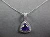 .88CT DIAMOND & AAA AMETHYST 14K WHITE GOLD 3D TRILLION & ROUND FLOATING PENDANT