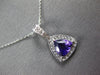 .88CT DIAMOND & AAA AMETHYST 14K WHITE GOLD 3D TRILLION & ROUND FLOATING PENDANT