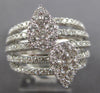 ESTATE LARGE 1.76CT DIAMOND 14K WHITE GOLD DOUBLE PEAR SHAPE MULTI ROW LOVE RING