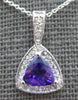 .88CT DIAMOND & AAA AMETHYST 14K WHITE GOLD 3D TRILLION & ROUND FLOATING PENDANT
