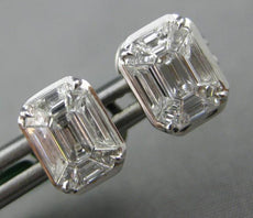 LARGE .67CT DIAMOND 18KT WHITE GOLD 3D MULTI SHAPE OCTAGON BEZEL STUD EARRINGS