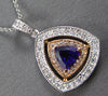LARGE 1.15CT DIAMOND & AAA AMETHYST 14KT WHITE & ROSE GOLD 3D TRIANGULAR PENDANT