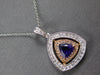 LARGE 1.15CT DIAMOND & AAA AMETHYST 14KT WHITE & ROSE GOLD 3D TRIANGULAR PENDANT