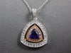 LARGE 1.15CT DIAMOND & AAA AMETHYST 14KT WHITE & ROSE GOLD 3D TRIANGULAR PENDANT