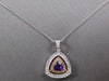 LARGE 1.15CT DIAMOND & AAA AMETHYST 14KT WHITE & ROSE GOLD 3D TRIANGULAR PENDANT
