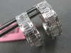 WIDE 1.3CT DIAMOND 18K WHITE GOLD ROUND & BAGUETTE HOOP HUGGIE HANGING EARRINGS