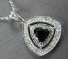 LARGE 1.15CT DIAMOND & AAA SAPPHIRE 14KT WHITE GOLD TRIANGULAR FLOATING PENDANT