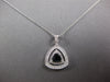 LARGE 1.15CT DIAMOND & AAA SAPPHIRE 14KT WHITE GOLD TRIANGULAR FLOATING PENDANT