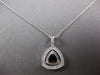 LARGE 1.15CT DIAMOND & AAA SAPPHIRE 14KT WHITE GOLD TRIANGULAR FLOATING PENDANT