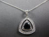 LARGE 1.15CT DIAMOND & AAA SAPPHIRE 14KT WHITE GOLD TRIANGULAR FLOATING PENDANT