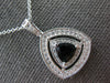 LARGE 1.15CT DIAMOND & AAA SAPPHIRE 14KT WHITE GOLD TRIANGULAR FLOATING PENDANT