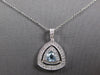 LARGE 1.06CT DIAMOND & AAA AQUAMARINE 14K WHITE GOLD TRIANGULAR FLOATING PENDANT