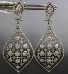 EXTRA LARGE 1.93CT DIAMOND 14KT WHITE GOLD MULTI FLOWER CLIP ON HANGING EARRINGS