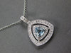 LARGE 1.06CT DIAMOND & AAA AQUAMARINE 14K WHITE GOLD TRIANGULAR FLOATING PENDANT