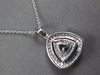 LARGE 1.06CT DIAMOND & AAA AQUAMARINE 14K WHITE GOLD TRIANGULAR FLOATING PENDANT
