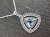 LARGE 1.06CT DIAMOND & AAA AQUAMARINE 14K WHITE GOLD TRIANGULAR FLOATING PENDANT