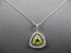 LARGE 1.15CT DIAMOND & AAA PERIDOT 14KT 2 TONE GOLD TRIANGULAR FLOATING PENDANT