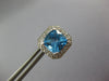 LARGE 5.44CT DIAMOND & AAA BLUE TOPAZ 14KT WHITE GOLD CUSHION CUT STUD EARRINGS