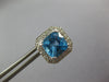 LARGE 5.44CT DIAMOND & AAA BLUE TOPAZ 14KT WHITE GOLD CUSHION CUT STUD EARRINGS