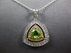 LARGE 1.15CT DIAMOND & AAA PERIDOT 14KT 2 TONE GOLD TRIANGULAR FLOATING PENDANT