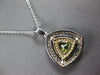 LARGE 1.15CT DIAMOND & AAA PERIDOT 14KT 2 TONE GOLD TRIANGULAR FLOATING PENDANT