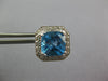LARGE 5.44CT DIAMOND & AAA BLUE TOPAZ 14KT WHITE GOLD CUSHION CUT STUD EARRINGS