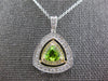 LARGE 1.15CT DIAMOND & AAA PERIDOT 14KT 2 TONE GOLD TRIANGULAR FLOATING PENDANT