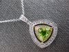 LARGE 1.15CT DIAMOND & AAA PERIDOT 14KT 2 TONE GOLD TRIANGULAR FLOATING PENDANT