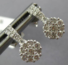 ESTATE SMALL .50CT DIAMOND 14KT WHITE GOLD 3D FLOWER CLUSTER HANGING EARRINGS