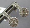 ESTATE SMALL .50CT DIAMOND 14KT WHITE GOLD 3D FLOWER CLUSTER HANGING EARRINGS