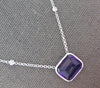6.0CT DIAMOND & AAA AMETHYST 14K WHITE GOLD EMERALD CUT & ROUND CLASSIC NECKLACE