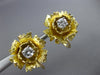 ANTIQUE LARGE .60CT DIAMOND 14KT YELLOW GOLD 3D FLOWER SCREWBACK EARRINGS #26760