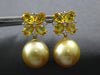 5.02CT DIAMOND & AAA YELLOW SAPPHIRE & SOUTH SEA PEARL 18KT YELLOW GOLD EARRINGS