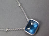 6.0CT DIAMOND & AAA BLUE TOPAZ 14KT WHITE GOLD EMERALD CUT & ROUND LOVE NECKLACE