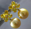 5.02CT DIAMOND & AAA YELLOW SAPPHIRE & SOUTH SEA PEARL 18KT YELLOW GOLD EARRINGS