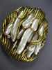ANTIQUE MASSIVE 1.0CT DIAMOND AAA PEARL 14K 2 TONE GOLD MULTI LEAF PEDANT BROOCH