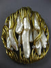 ANTIQUE MASSIVE 1.0CT DIAMOND AAA PEARL 14K 2 TONE GOLD MULTI LEAF PEDANT BROOCH