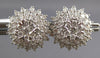 ESTATE LARGE 2.42CT DIAMOND 18KT WHITE GOLD CLASSIC CLUSTER FLOWER STUD EARRINGS