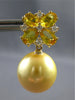 5.02CT DIAMOND & AAA YELLOW SAPPHIRE & SOUTH SEA PEARL 18KT YELLOW GOLD EARRINGS