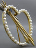 ANTIQUE LARGE SAPPHIRE & PEARL 14K YELLOW GOLD ARROW TO YOUR HEART BROOCH #26778