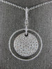 ESTATE LARGE 1.71CT DIAMOND 18KT WHITE GOLD 3D CIRCULAR PAVE LOVE PENDANT