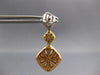 LARGE 2.94CT DIAMOND 18KT TRI COLOR GOLD FLOWER SQUARE JOURNEY HANGING EARRINGS