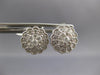 ESTATE LARGE 1.0CT DIAMOND 14KT WHITE GOLD CLUSTER FLOWER FILIGREE STUD EARRINGS