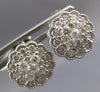 ESTATE LARGE 1.0CT DIAMOND 14KT WHITE GOLD CLUSTER FLOWER FILIGREE STUD EARRINGS